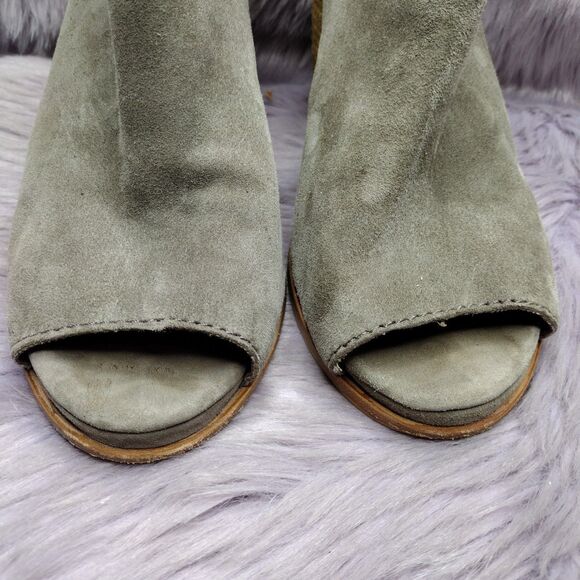 Jeffrey Campbell Brianna Suede Peep Toe Wood Block Heel Sandals Women Sz 10 Grey - Picture 4 of 9
